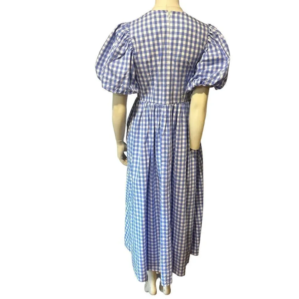 Sister Jane Giggle Plaid Gingham Puff Sleeved midi Dress (collar not included) - Picture 7 of 11